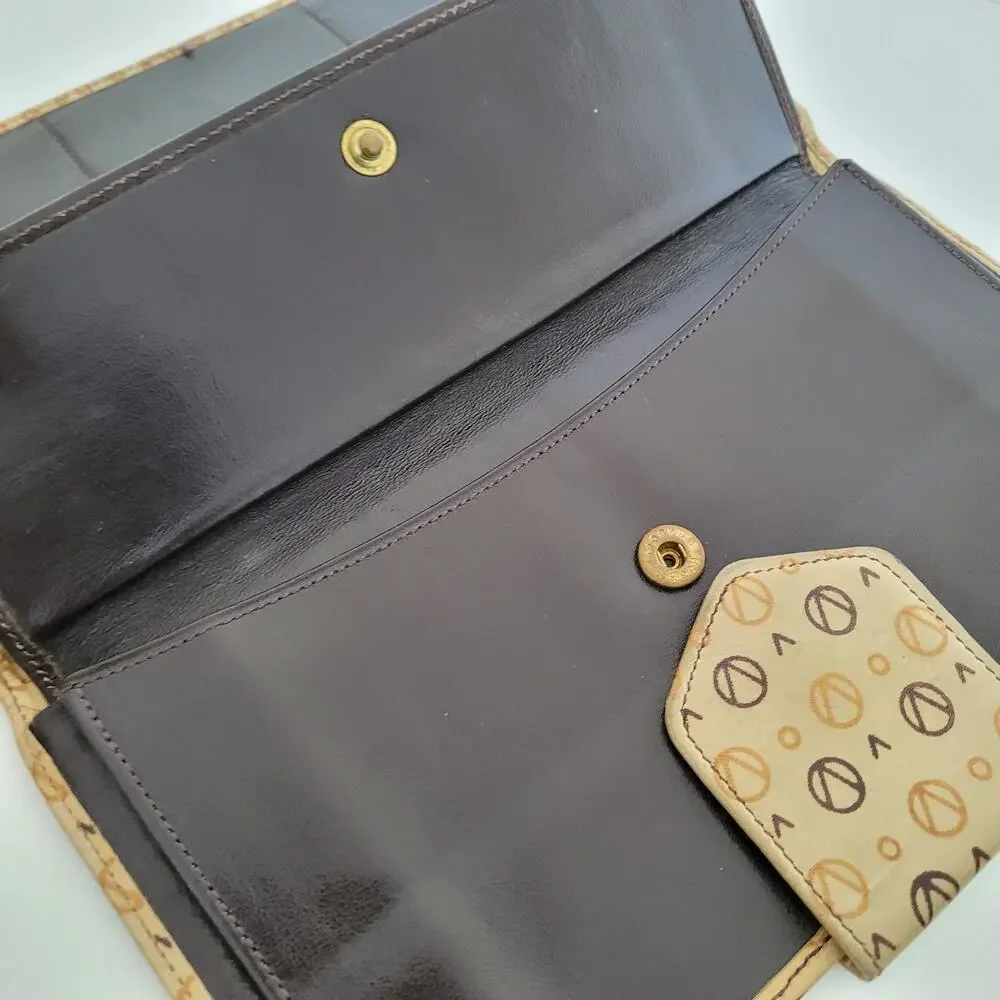 Valentino Vintage Bifold Logo Tan Beige Brown Wallet Large Soft Leather Italian‎